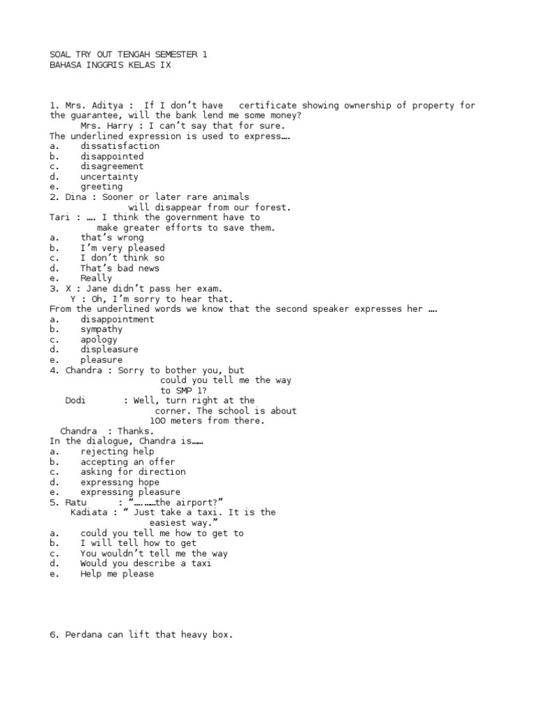 Berdo'alah sebelum anda mengerjakan soal.2. Download Soal Tryout Bahasa Inggris Kelas 9