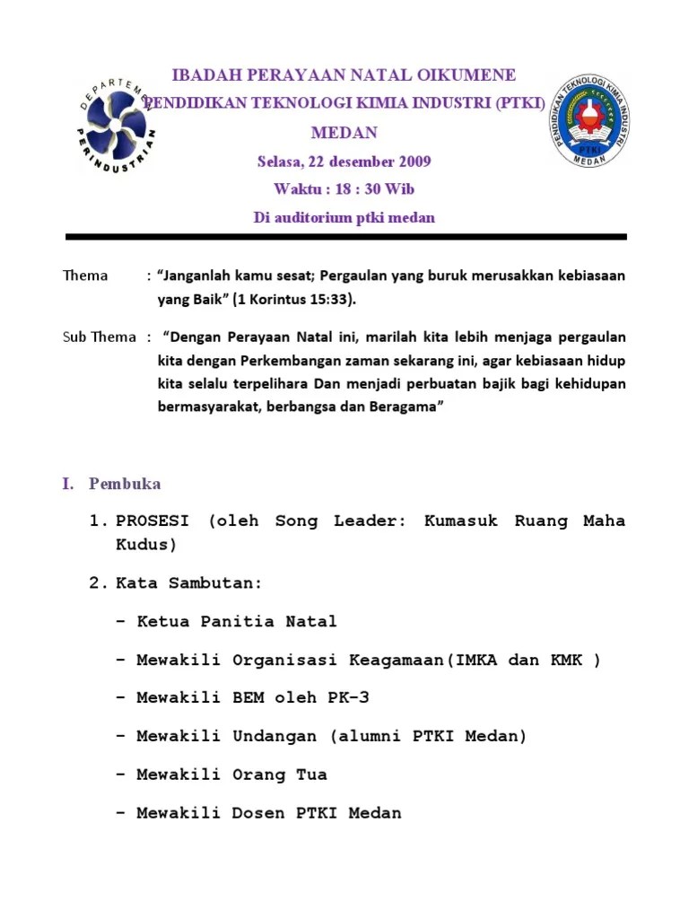 Struktur merupakan bagian dari sebuah teks itu sendiri struktur ini artinya susunan. Ibadah Perayaan Natal Oikumene Pdf