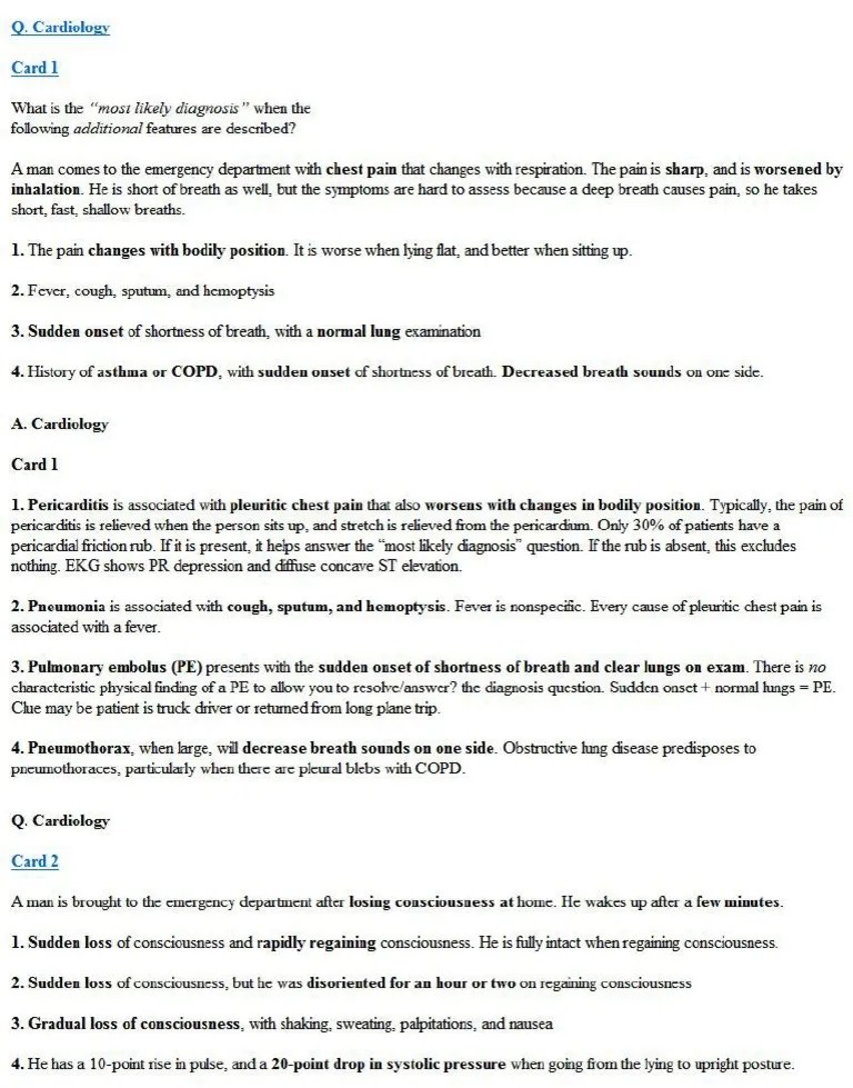 Diagnosis Flash Cards PDF | PDF