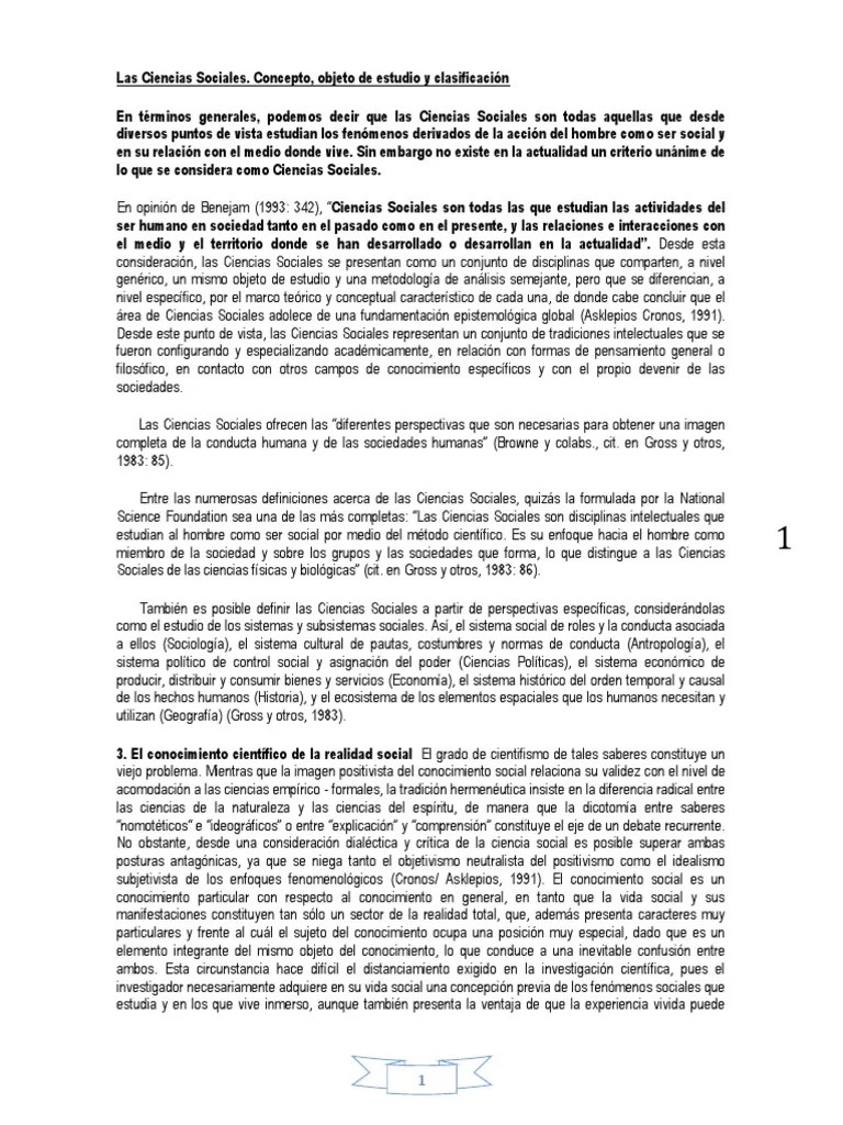 Las Ciencias Sociales | PDF | Ciencias Sociales | Conocimiento