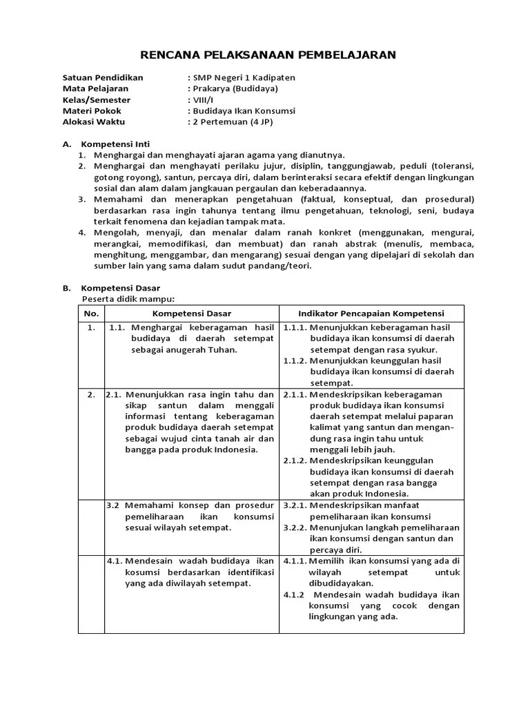 Rpp 1 Lembar Prakarya Smp Kelas 8 Semester 1 Situs Guru Tugas membuat perangkat pembelajaran.
