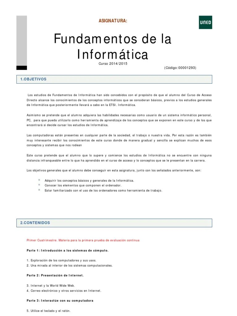 Fundamentos De La Informatica PDF | PDF | Prueba (evaluación) | Internet