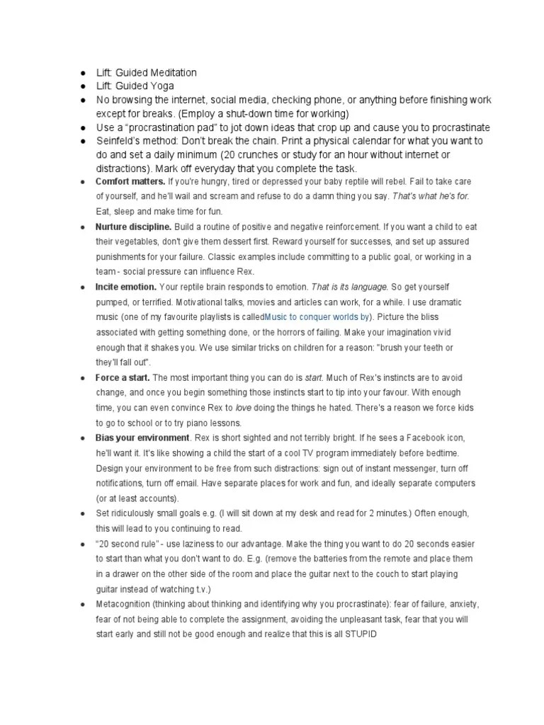 Procrastination Tips | PDF | Procrastination | Professional Skills