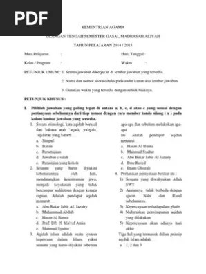 A short summary of this paper. Soal Aqidah Akhlak Pdf