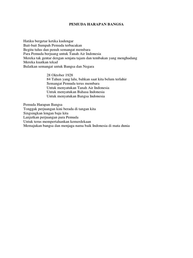 Kumpukanppuisi singkat sumpah pemuda atau puisi bertema sumpah pemuda, bagaimana cerita puisi dan makna sumpah pemuda dalam bait puisi tentang sumpah pemuda . Puisi Sumpah Pemuda Pdf