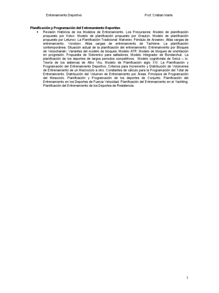 Planificacion Y Programacion Del Entrenamiento 1 PDF | PDF | Deportes | Adaptación