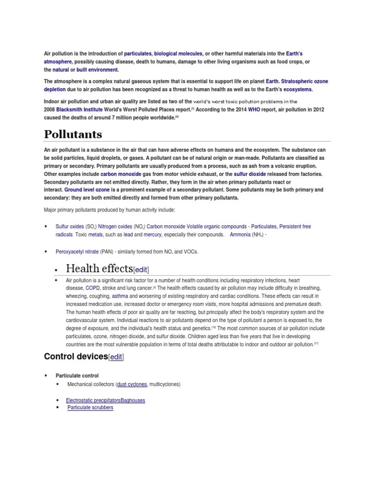 Air Pollution | PDF | Air Pollution | Atmosphere Of Earth
