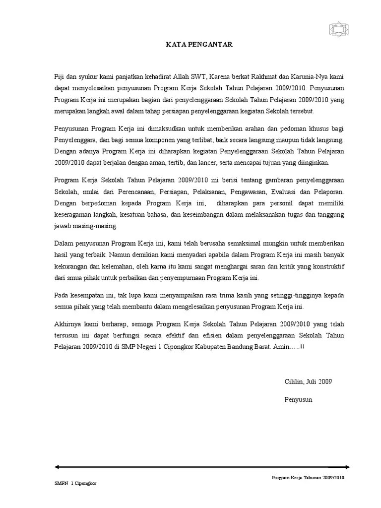 Doc Program Kerja Kepala Sekolah Smp Nasional I Tahun 2011 2012 I Pendahuluan Pembangunan Pendidikan Nasional Pada Institusi Smp Nasional I Bertujuan Untuk Atiek Atiek Haryati Fitriyani Academia Edu Sistem Perencanaan Program Kerja 1 Program kerja jangka panjang adalah dokumen perencanaan sekolah untuk 4 empat tahun.