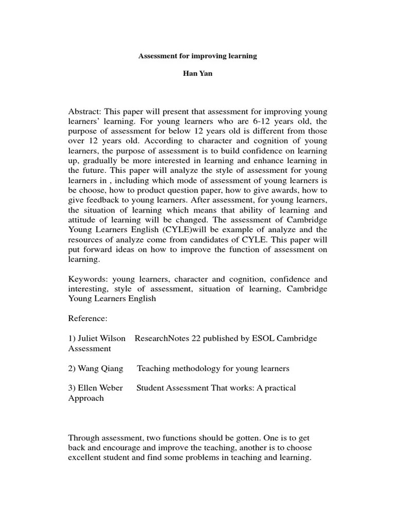 Assessment For Improving Learning | PDF | Educational Assessment | Test ...