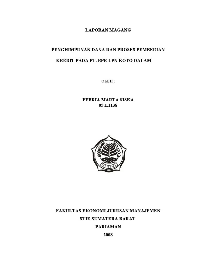Kebutuhan air bersih tersebut dilakukan dengan droping air bersih pada . Febria Marta Siska Laporan Magang Stie Sb Pariaman Pdf