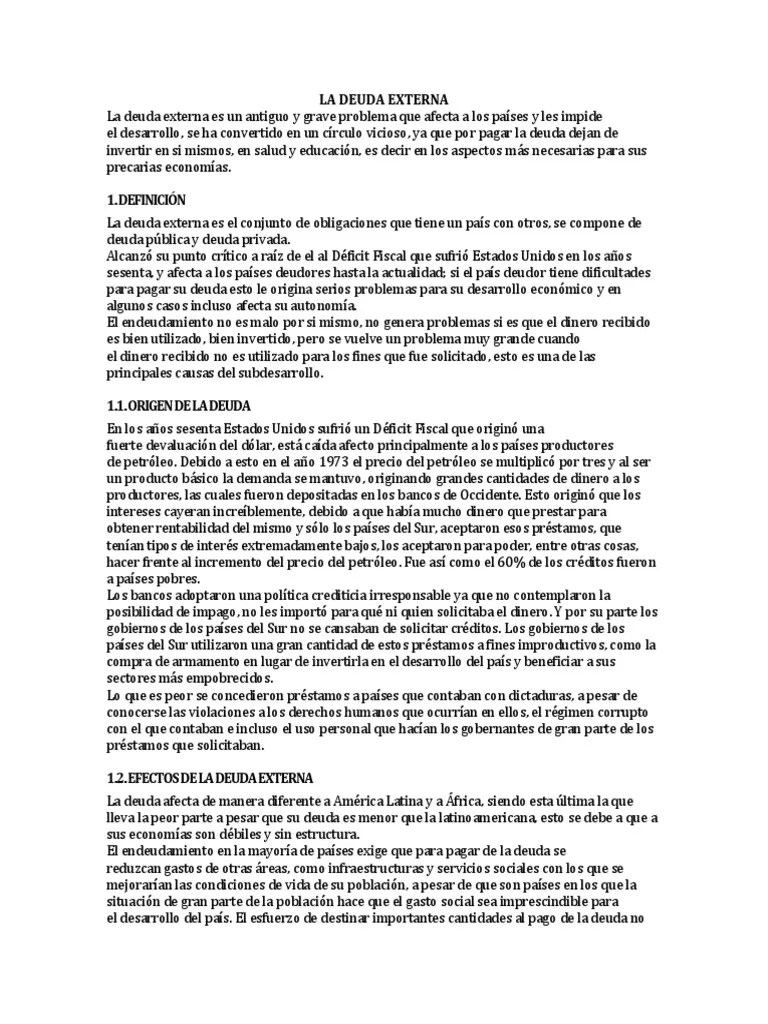 La Deuda Externa | PDF | La Deuda Externa | Deuda Gubernamental