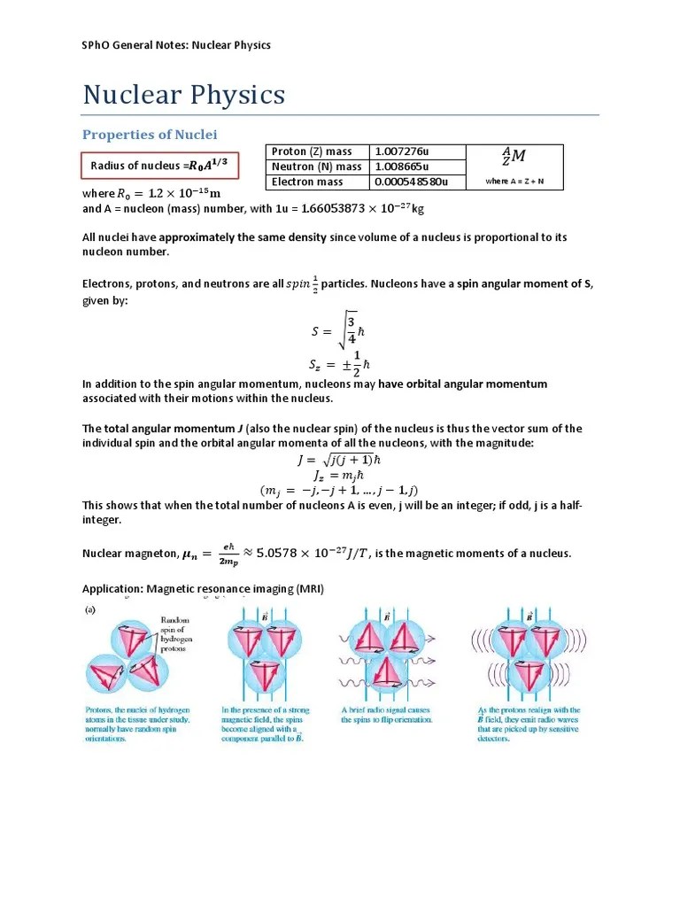 Nuclear Physics Notes | PDF | Radioactive Decay | Nuclear Physics