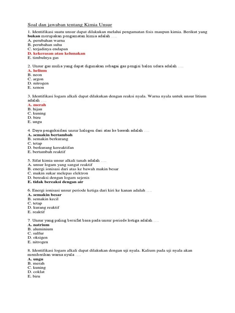 Menurut saya topik ini sudah cukup mewakili di ujian akhir semester tahun ini. Soal Dan Pembahasan Kimia Unsur Dengan
