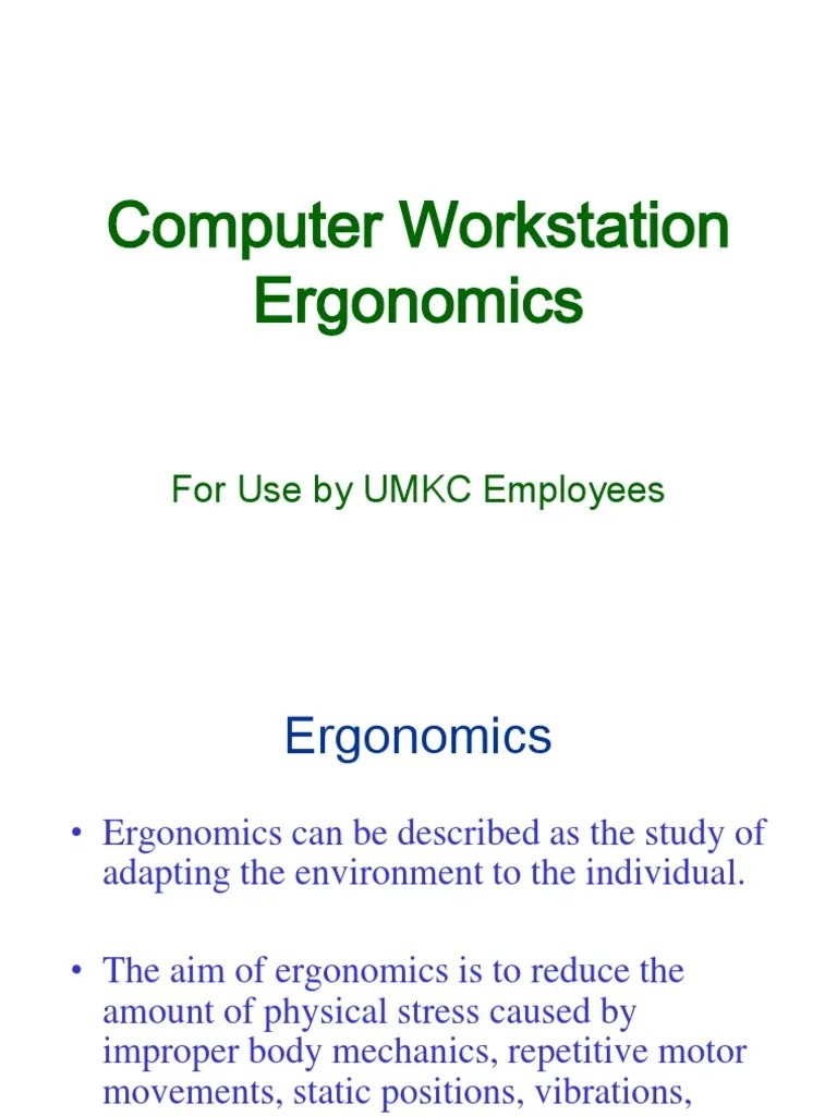 Computer Workstation Ergonomics: For Use By UMKC Employees | PDF ...