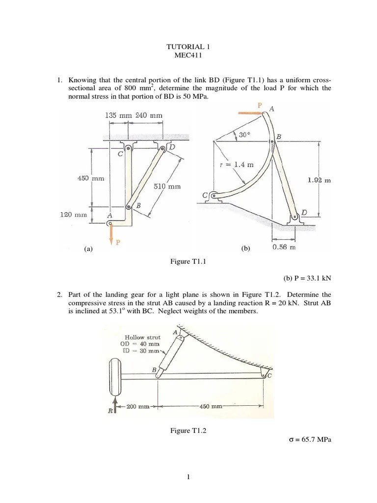 Tutorial 1 | PDF | Pascal (Unit) | Stress (Mechanics)
