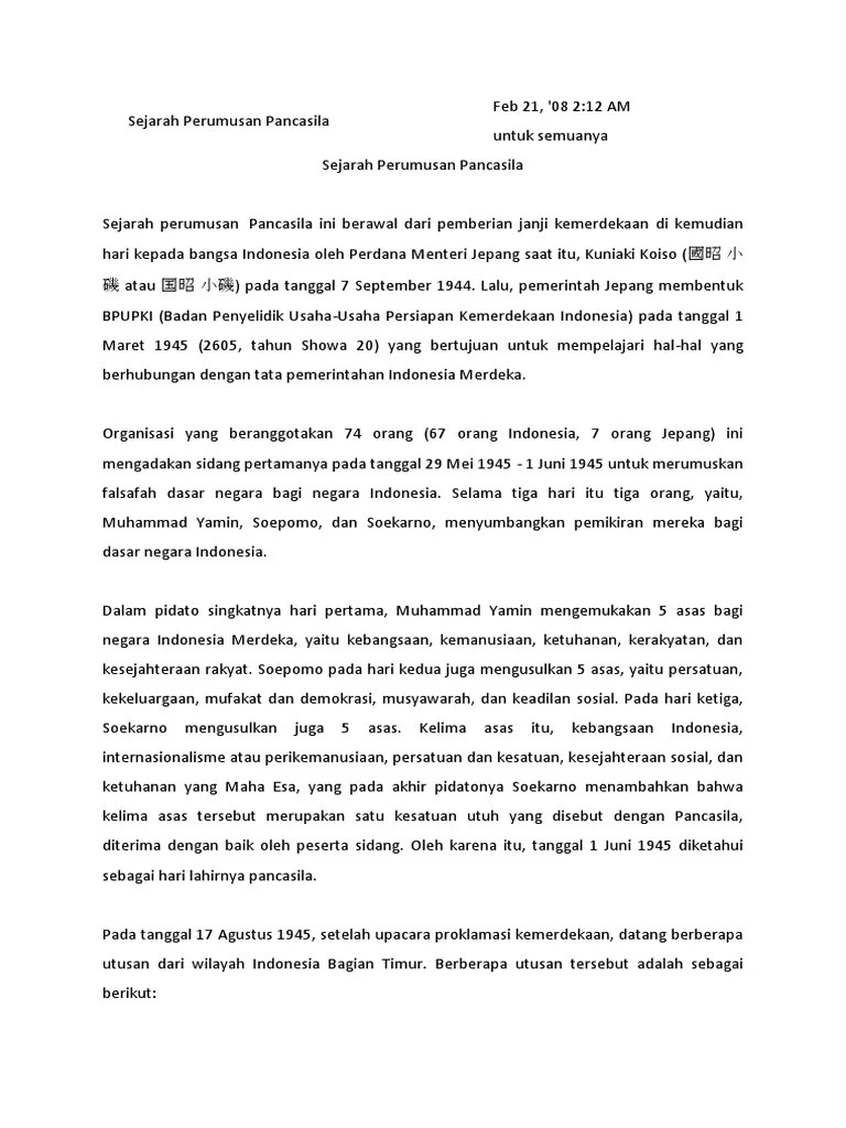 Materi pkn sejarah proses perumusan pancasila. Sejarah Perumusan Pancasila Pdf