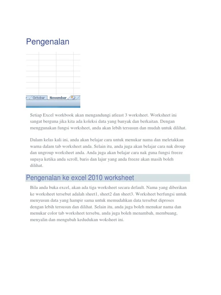 Pengenalan Worksheet Ms Excel 2010
