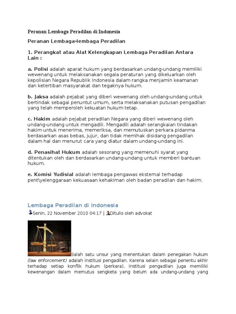 Peranan Lembaga Peradilan Di Indonesia | PDF