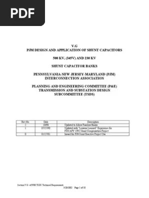 Pjm Shunt Capacitors Capacitor Electrical Substation