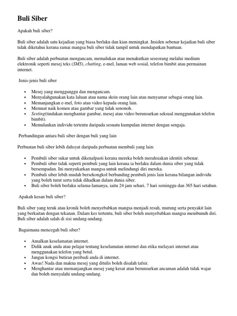 Ini berdasarkan kes yang berlaku di suatu . Buli Siber Pdf