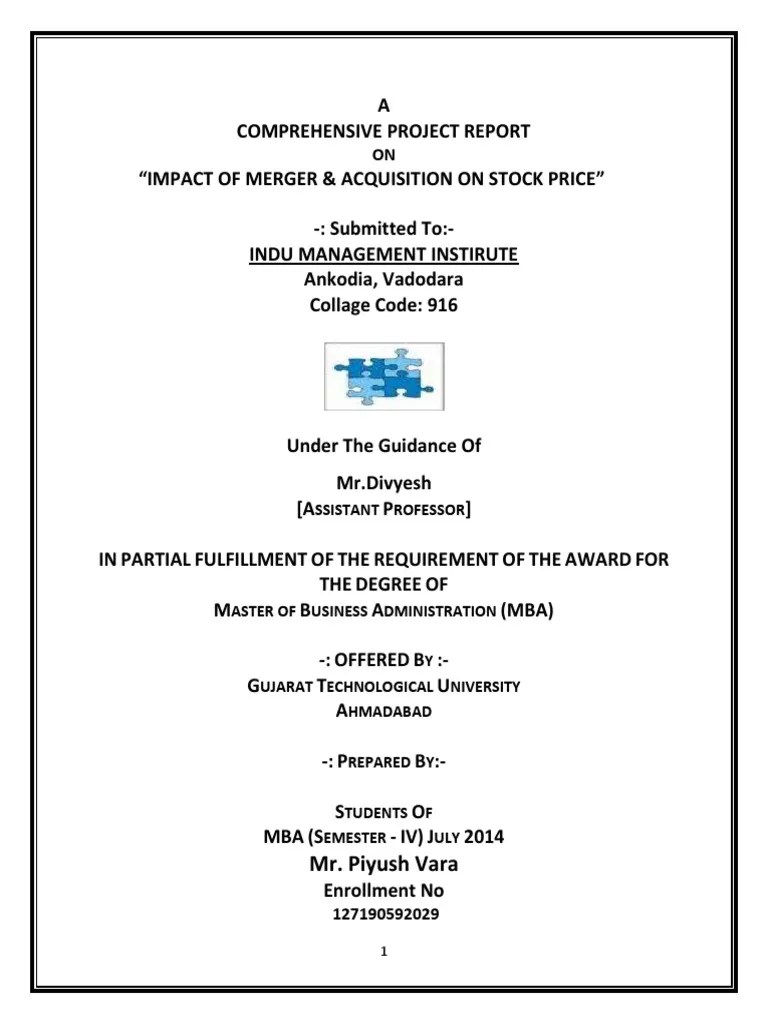 Impact Of Merger & Acquisition On Stock Price | PDF | Statistical ...