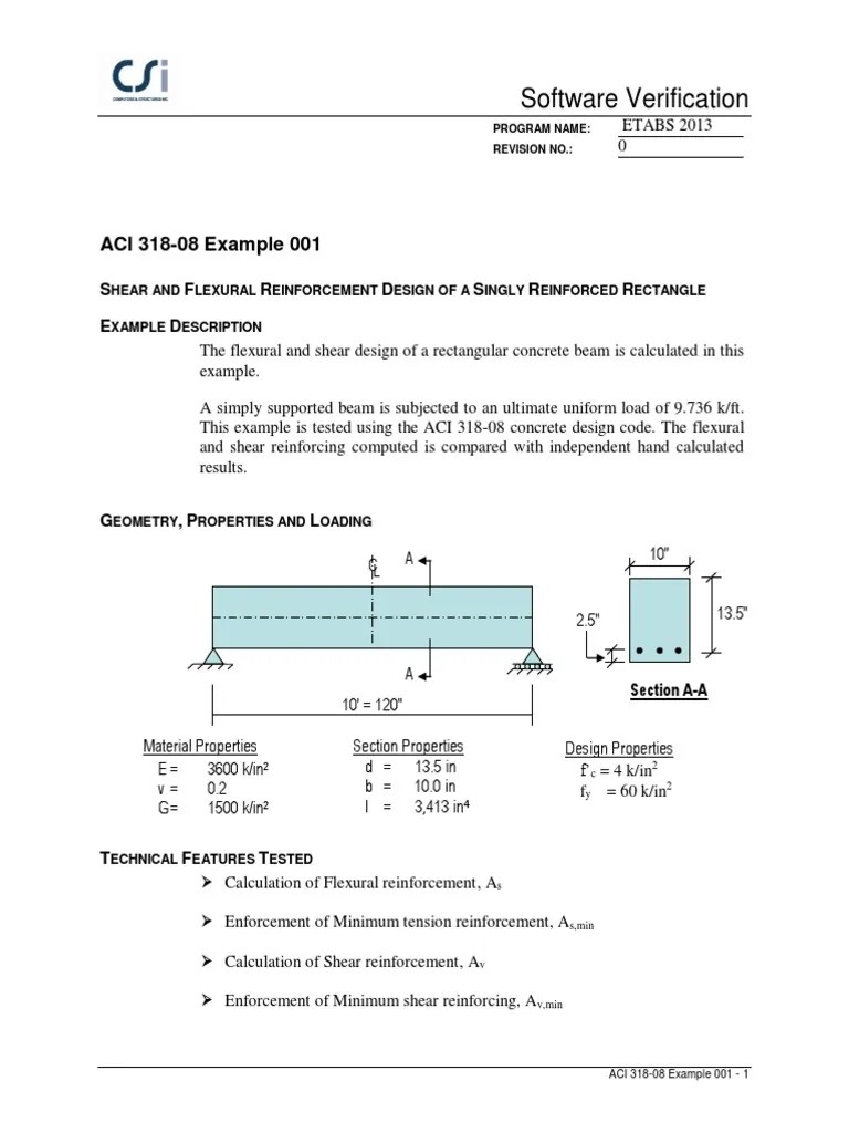 ACI 318-08 Example 001 | PDF | Beam (Structure) | Shear Stress
