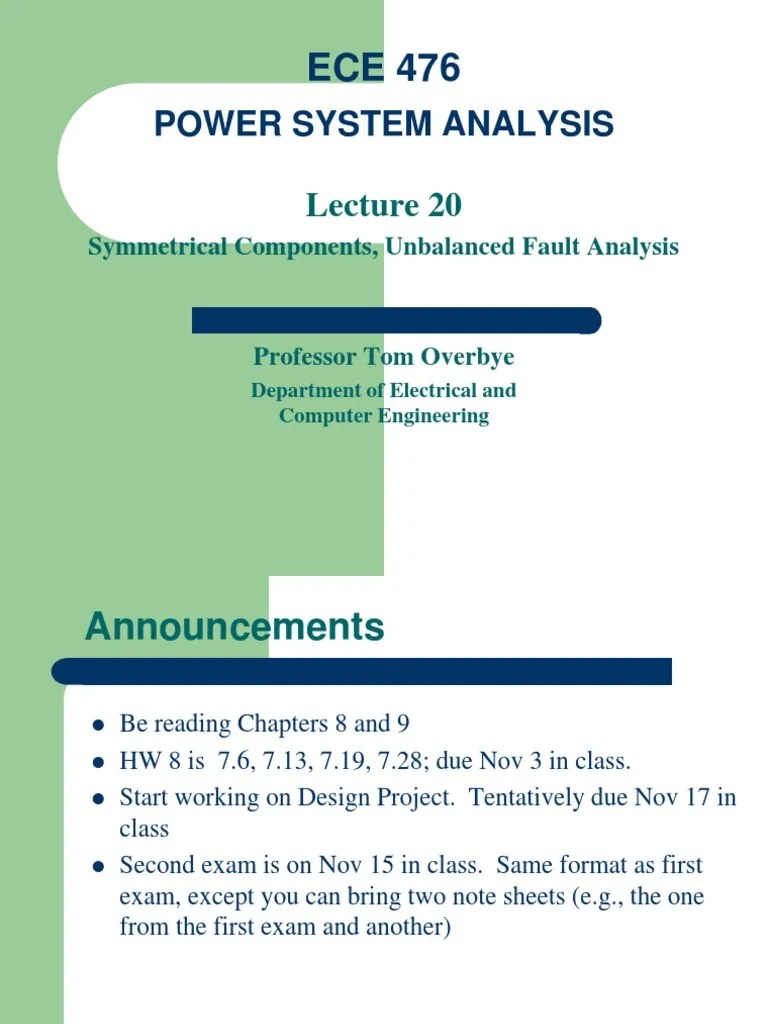Power System Analysis: Symmetrical Components, Unbalanced Fault Analysis | PDF | Electrical ...