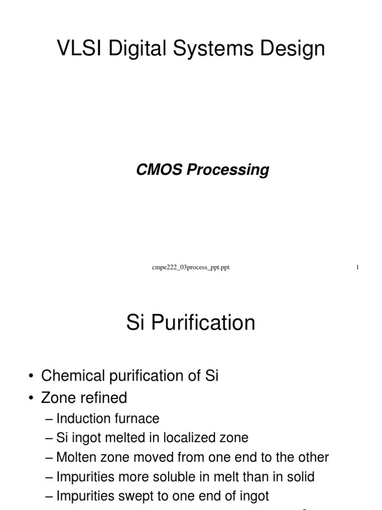 VLSI Digital Systems Design: CMOS Processing | PDF | Photolithography ...