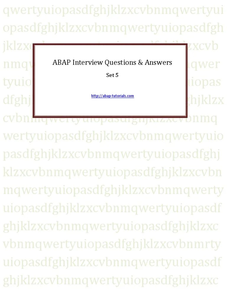ABAP Interview Questions & Answers | PDF | Databases | Computer Program