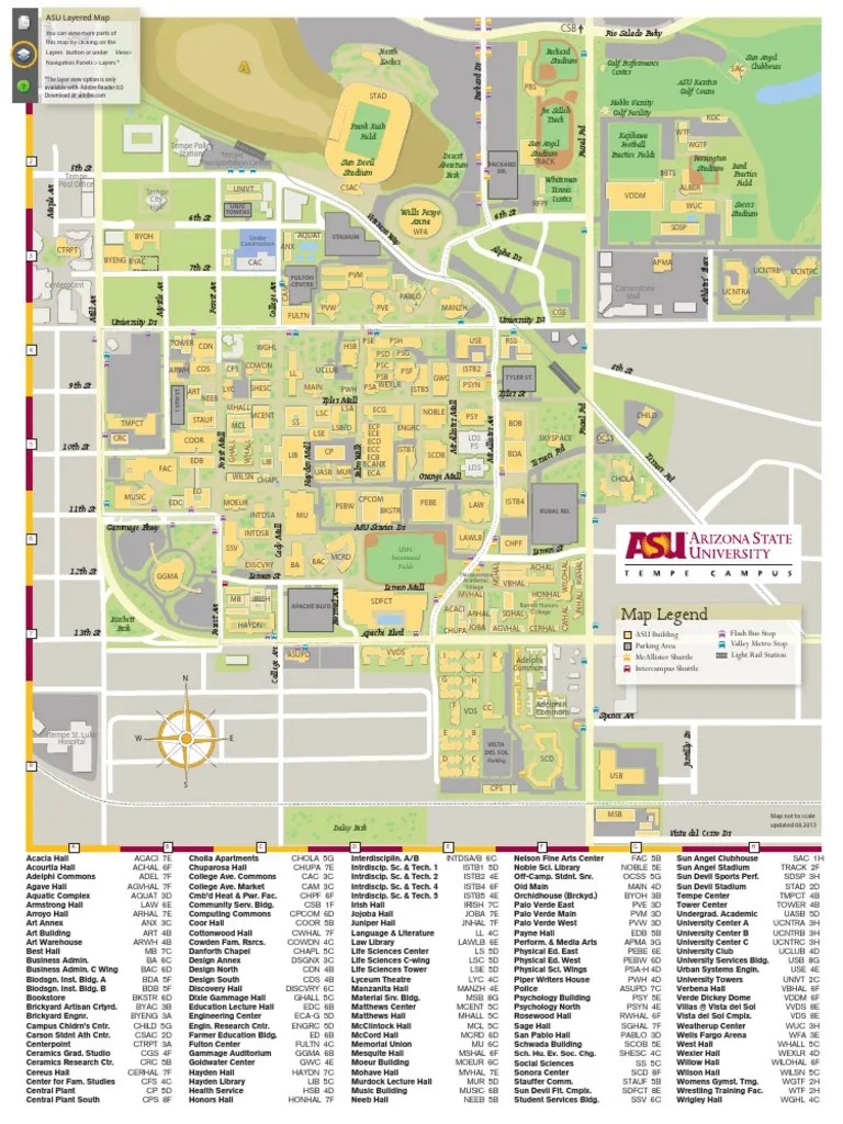 ASU Tempe Campus Map Overview PDF 1