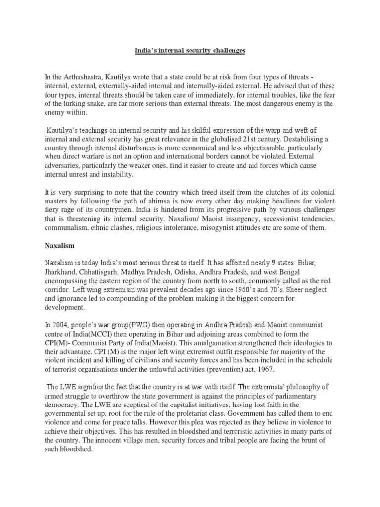 India's Internal Security Challenges | PDF | Violence | Police