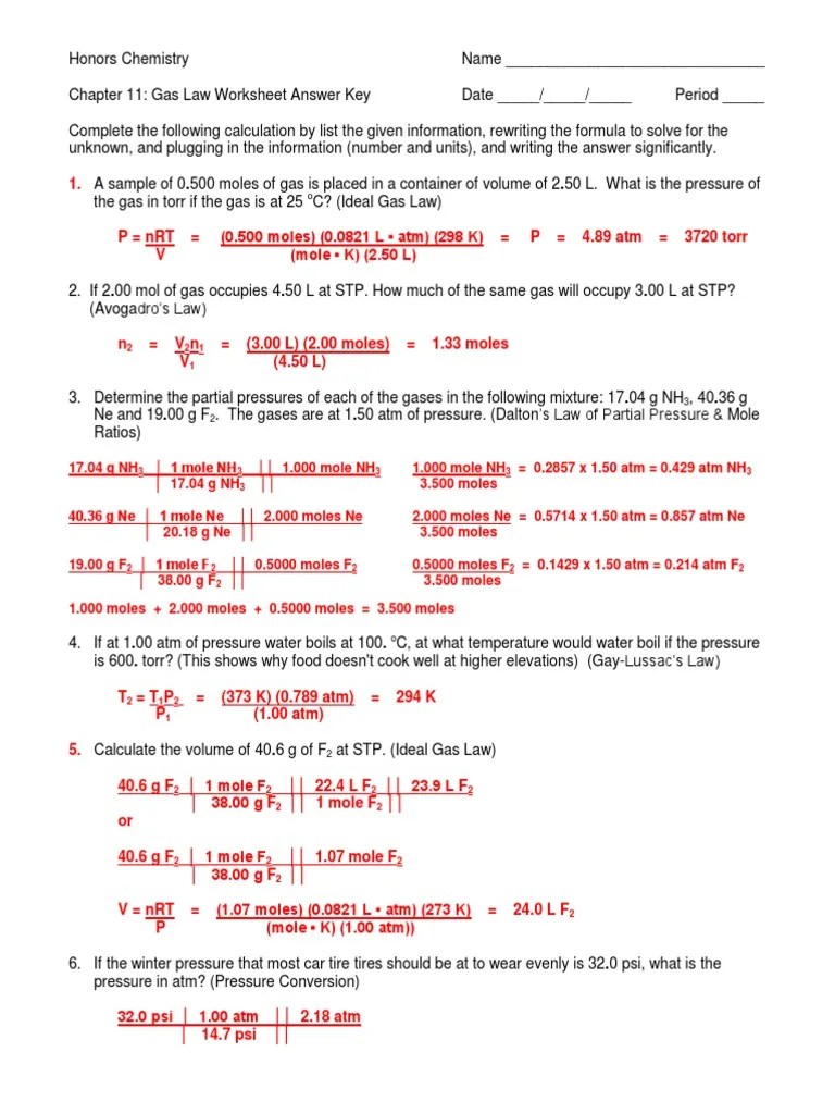 Gas laws worksheet iii answer key 11-12