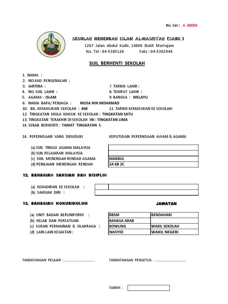 Sekolah menengah kebangsaan methodist 36900 tanjong malim, perak. Sijil Tamat Sekolah Pdf