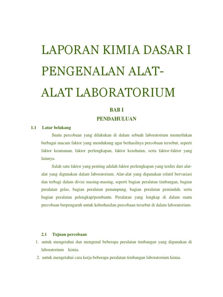 Laporan Kimia Dasar I Pengenalan Alat | PDF