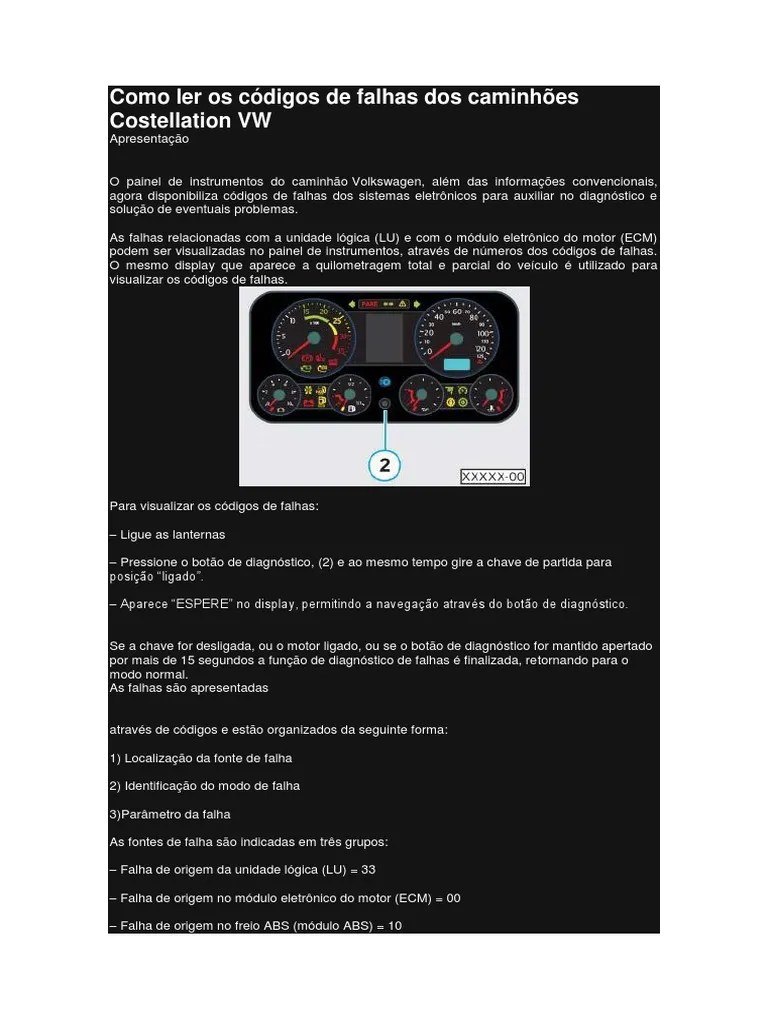 Como Ler Os Códigos De Falhas Dos Caminhões Costellation VW | PDF