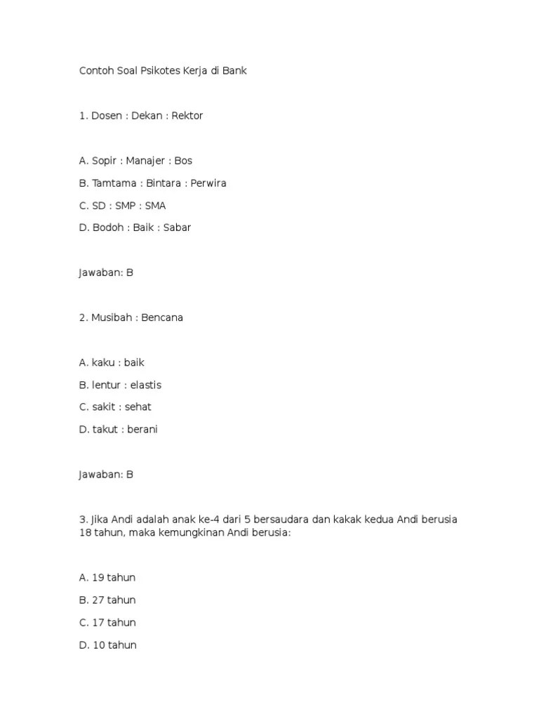 Tips lulus tes matematika dasar untuk melamar kerja. Contoh Soal Psikotes Untuk Sopir Goreng