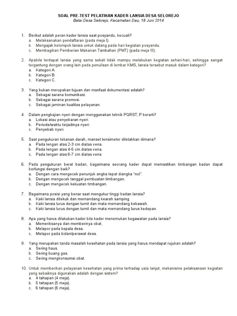 Penilaian dengan prosedur pre test dan post test adalah suatu kegiatan evaluasi yang dilakukan oleh guru untuk memperoleh informasi tentang . Contoh Soal Pre Test Dan Post Test Pelatihan Contoh Soal Terbaru