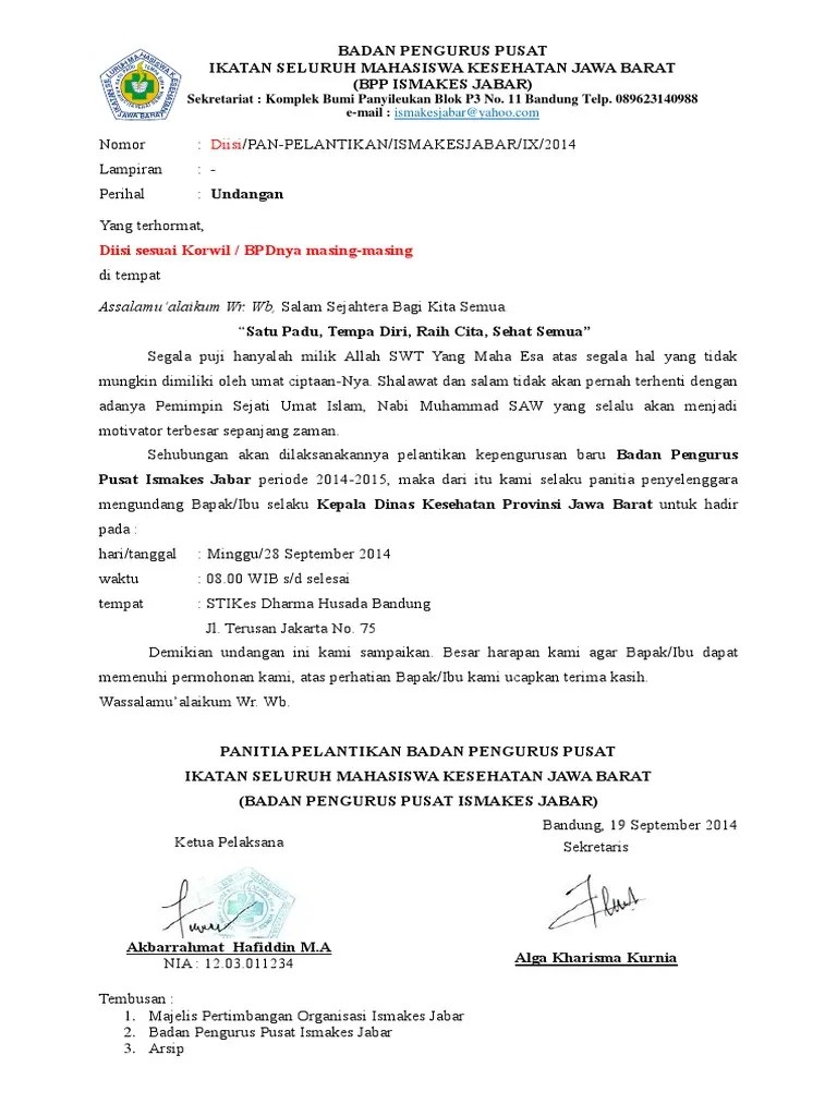 Surat undangan pelantikan pengurus organisasi contoh semua jenis surat undangan. Surat undangan pelantikan