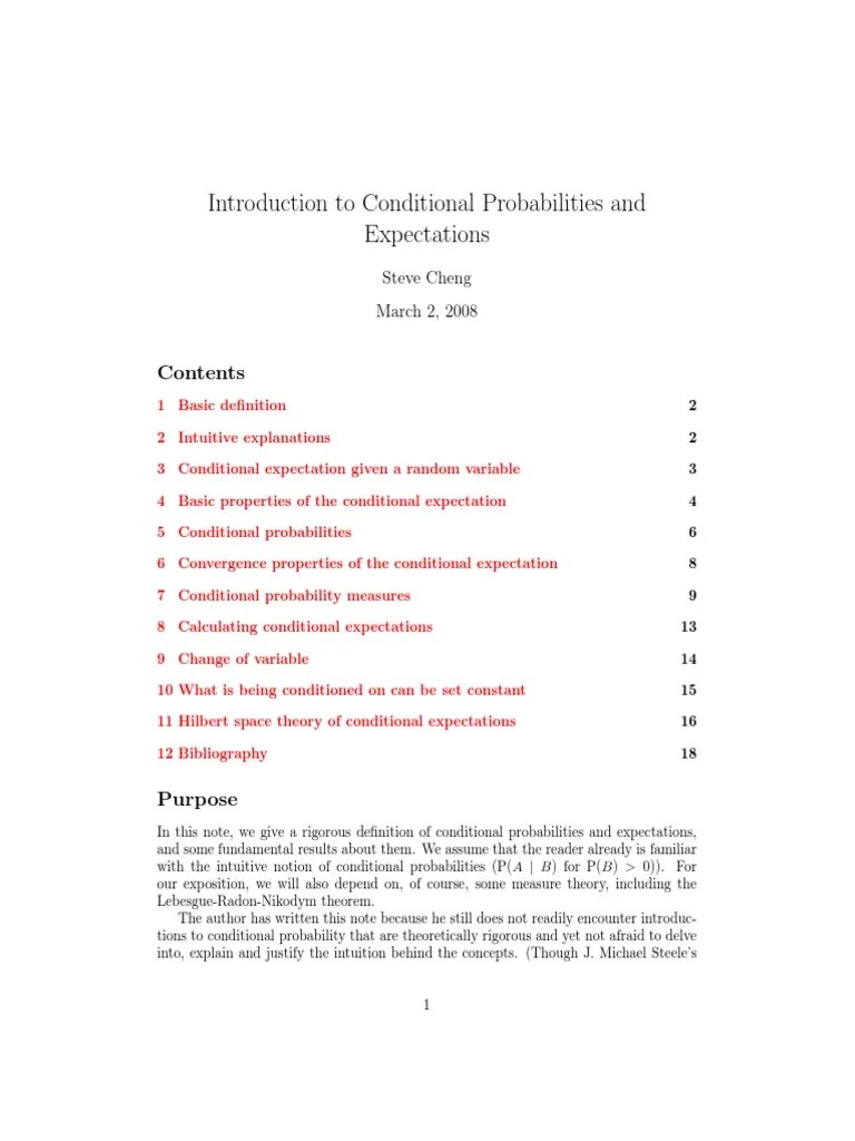 Conditional Probability | PDF | Probability Theory | Expected Value