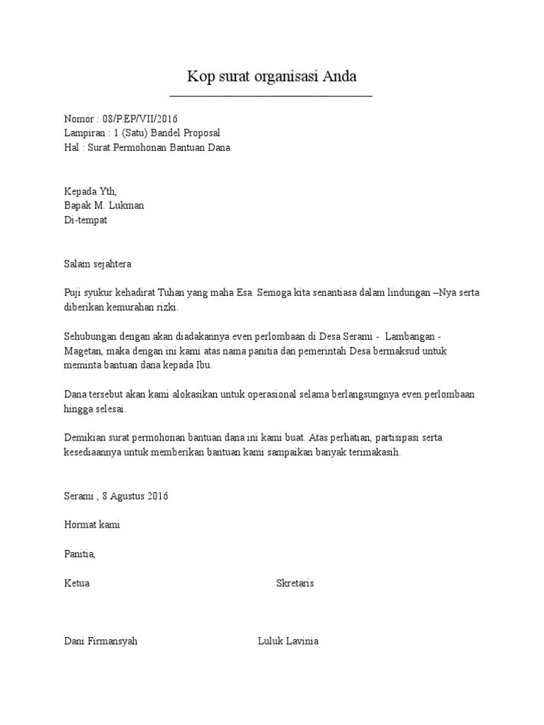 Contoh surat pengantar proposal yang resmi dan benar . Contoh Surat Permohonan Proposal Pdf