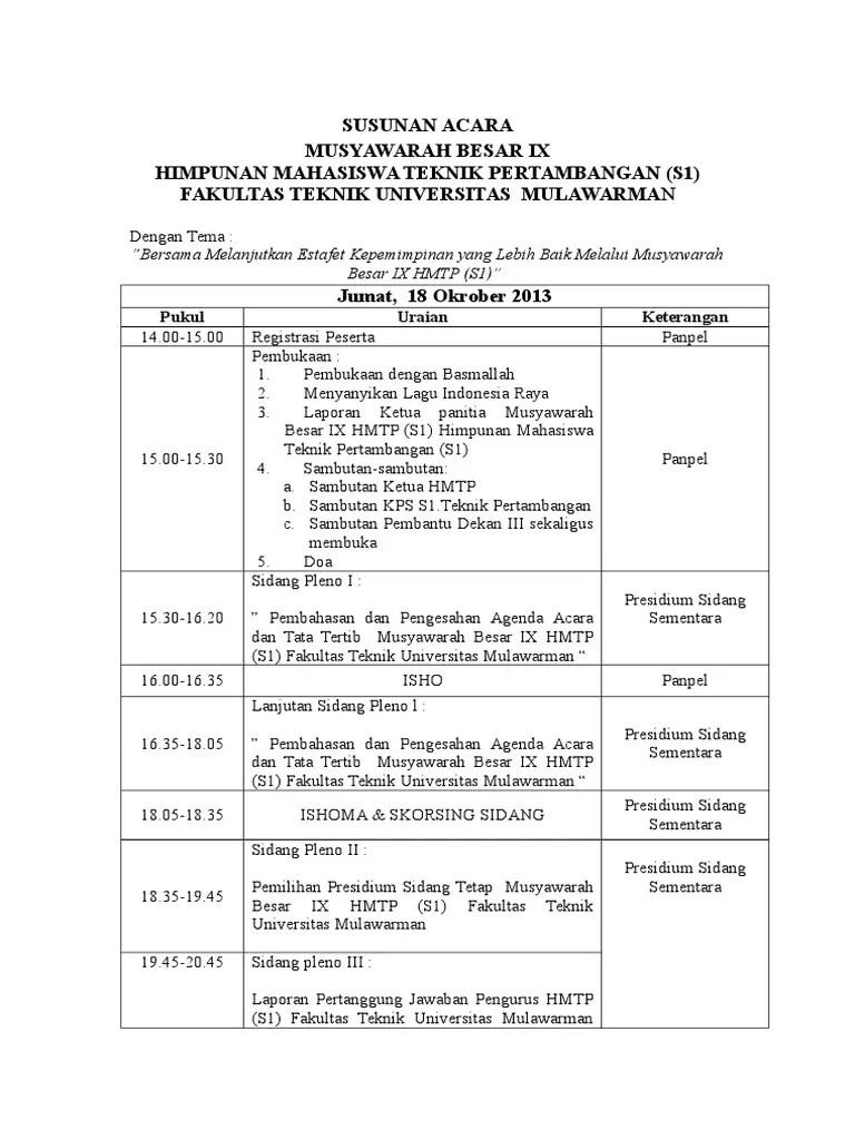 Susunan Acara Mubes Ix | PDF