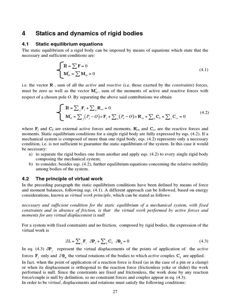Statics And Dynamics Of Rigid Bodies | PDF | Force | Kinematics