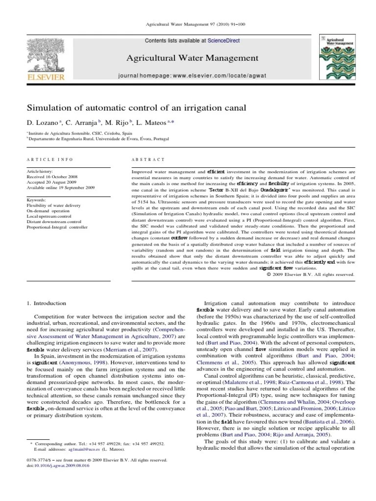 Agricultural Water Management | PDF | Simulation | Irrigation