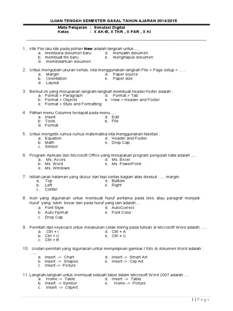 Maybe you would like to learn more about one of these? Soal Tengah Semester Simulasi Digital Pdf