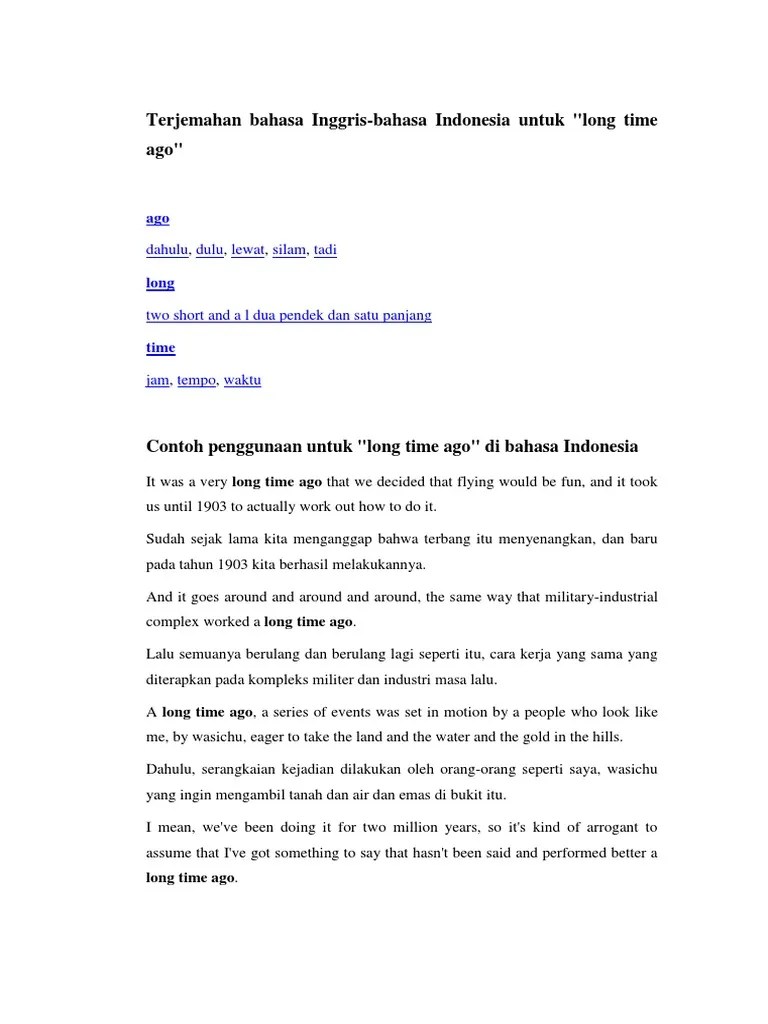 Terjemahan Bahasa Inggris A Long Time Ago | PDF