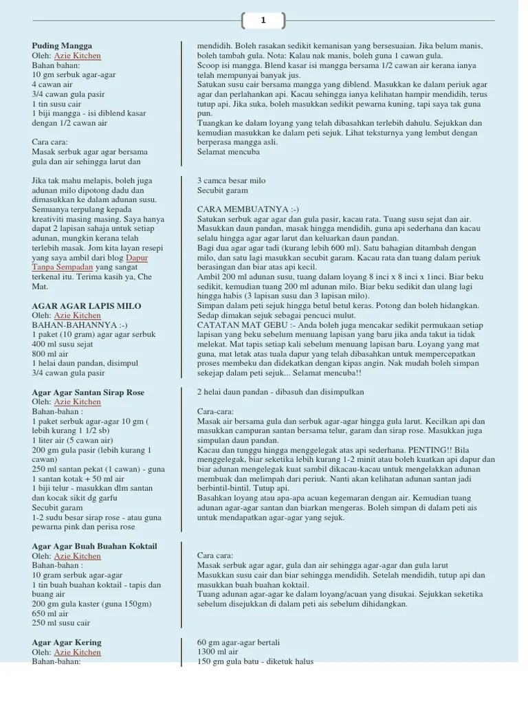 Agar agar laici yang mudah dan sedap. Resepi Yang Mesti Cuba Pdf