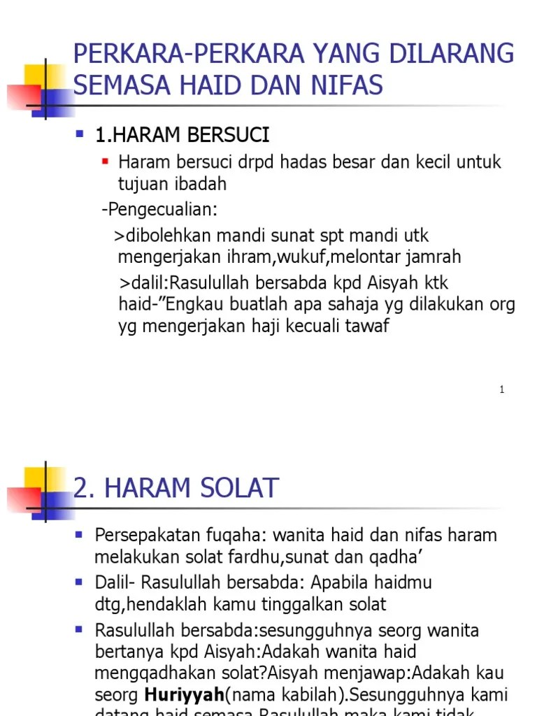 Perkara Yang Dilarang Ketika Haid