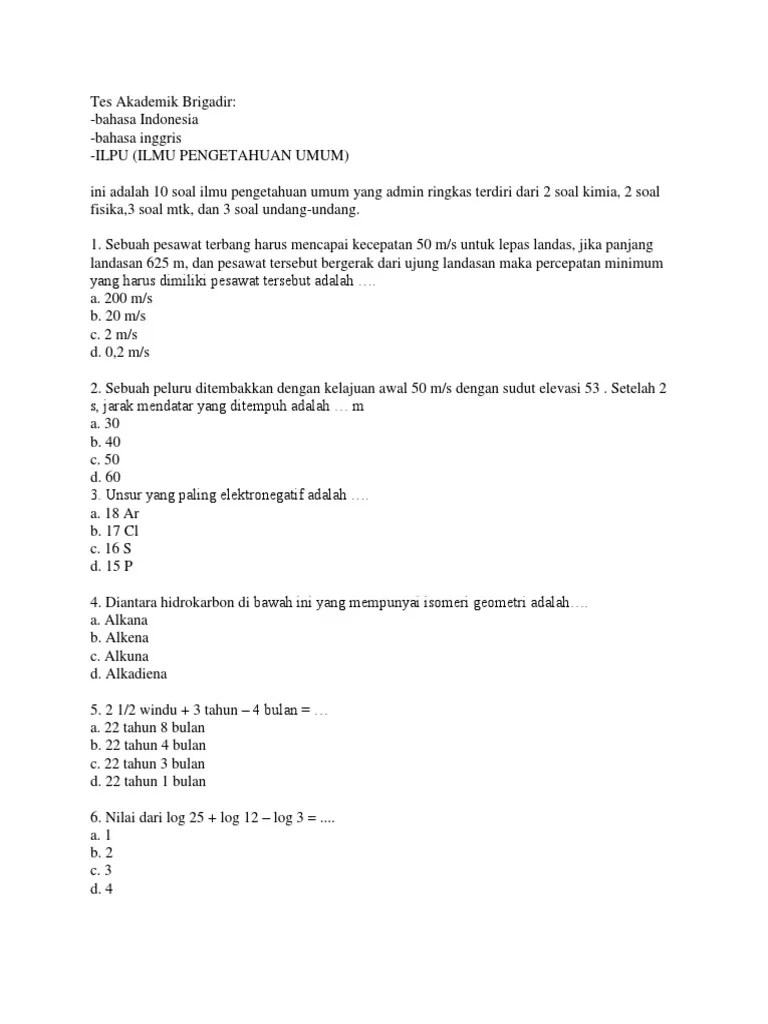 Soal Matematika Tes Bintara Polri 2015