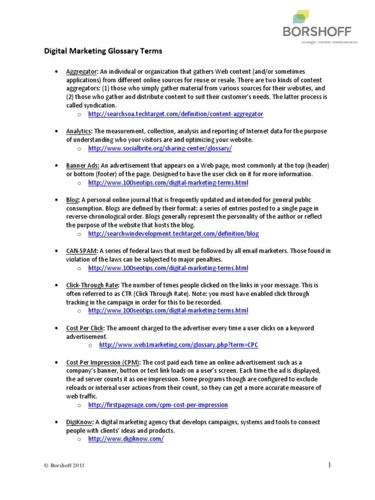 Digital Marketing Glossary | PDF | Search Engine Marketing | Short Message Service