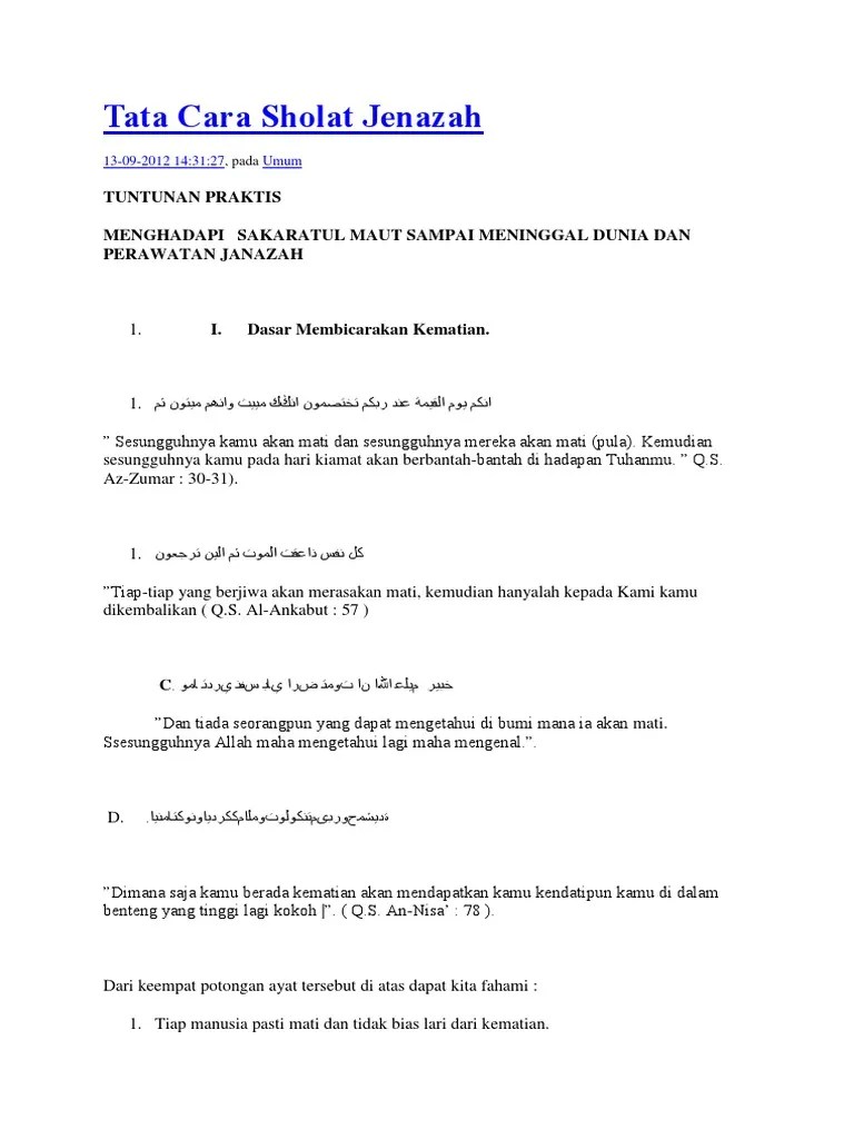 Baik itu saat sholat wajib maupun sholat sunah. Tata Cara Sholat Jenazah Pdf